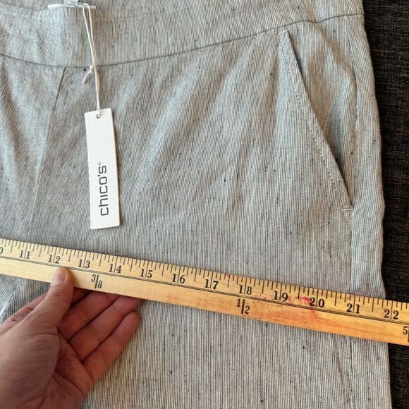 Chicos Linen-Blend Stretch Amelia Stripe Pants Size 3 - Picture 10 of 16